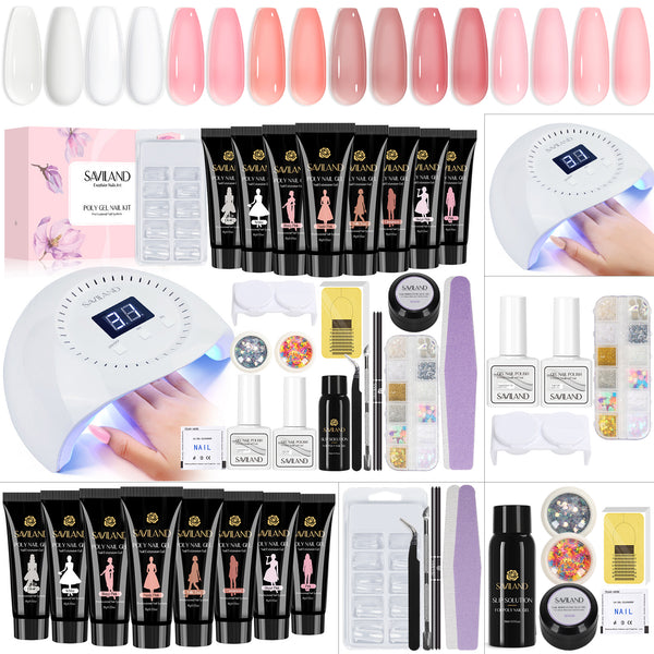 [US ONLY]Poly Gel Nail Kit with U V Lamp - Nail Extension Set