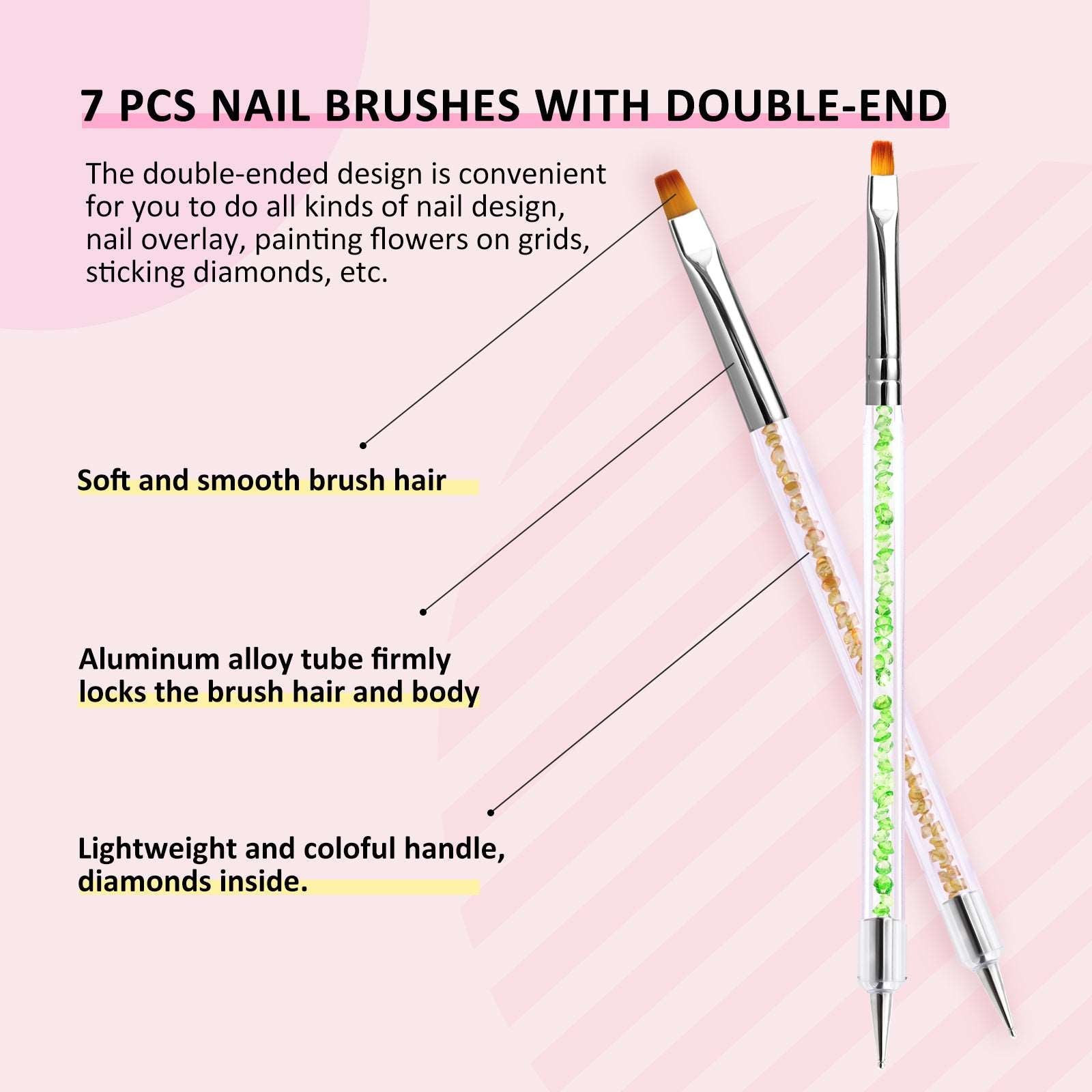 Double Head Nail Brush 9mm&11mm Drawing Liner Brush Painting Pen Gel Polish  Nail Art Manicure Tools