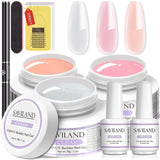 30g Clear Nude Pink Hard Builder Nail Gels Kit