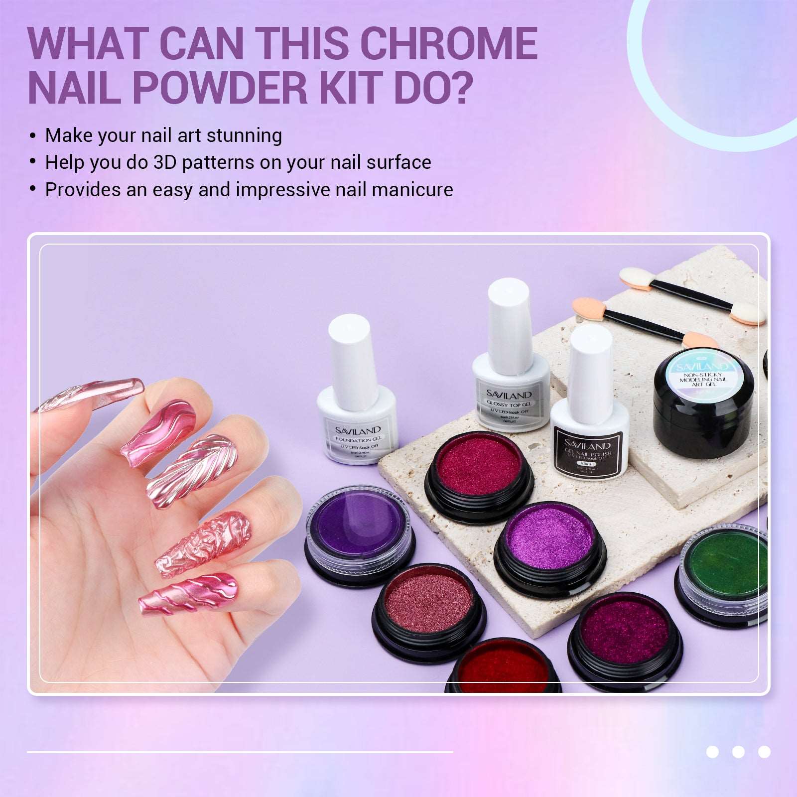 Chrome Nail Powder Kit, 10 Colors Metallic Mirror Effect – Makartt