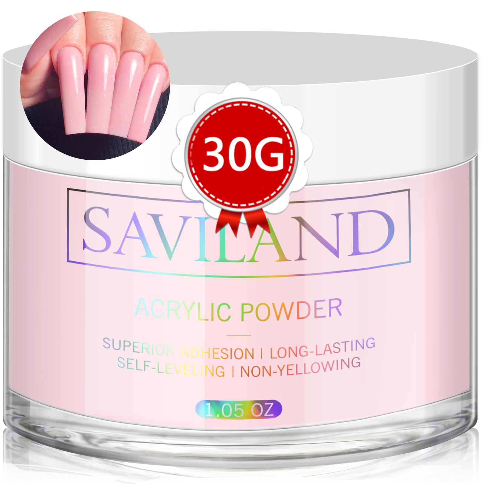 Saviland Women's 1pc 30g Acrylic Nail Powder, Pink