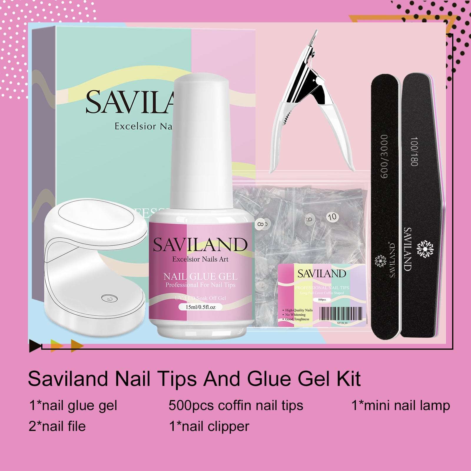 Saviland 15ml 2pcs Gel x Nail Glue with UV Light Kit: Strong Adhesion Nail  Glue Gel Long Lasting Curing Needed LED Nail Lamp Soft Nail Gel Glue for