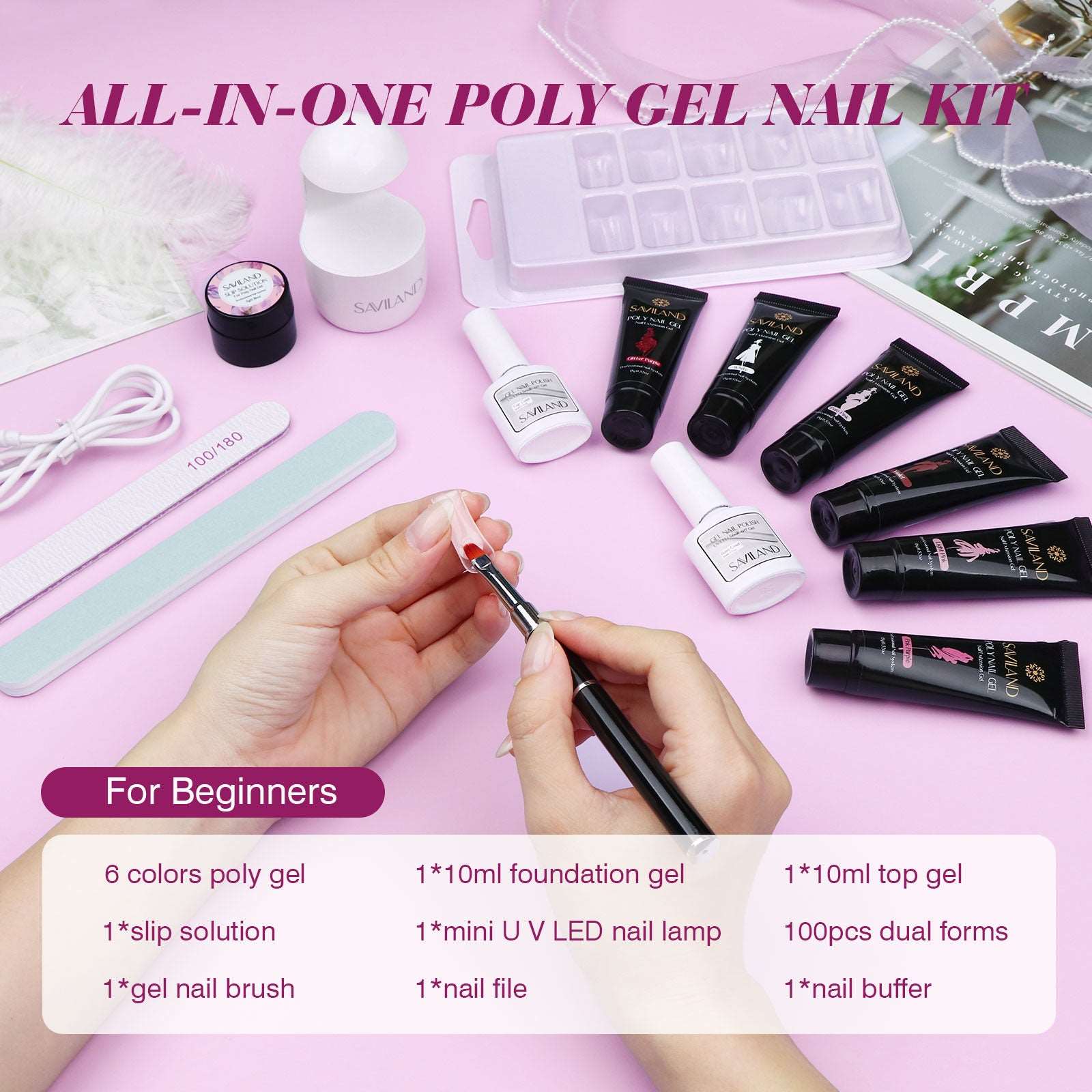 Poly Gel Nail Extension Kit UV Gel Polish with Nail Lamp Nail Tool False  Nail