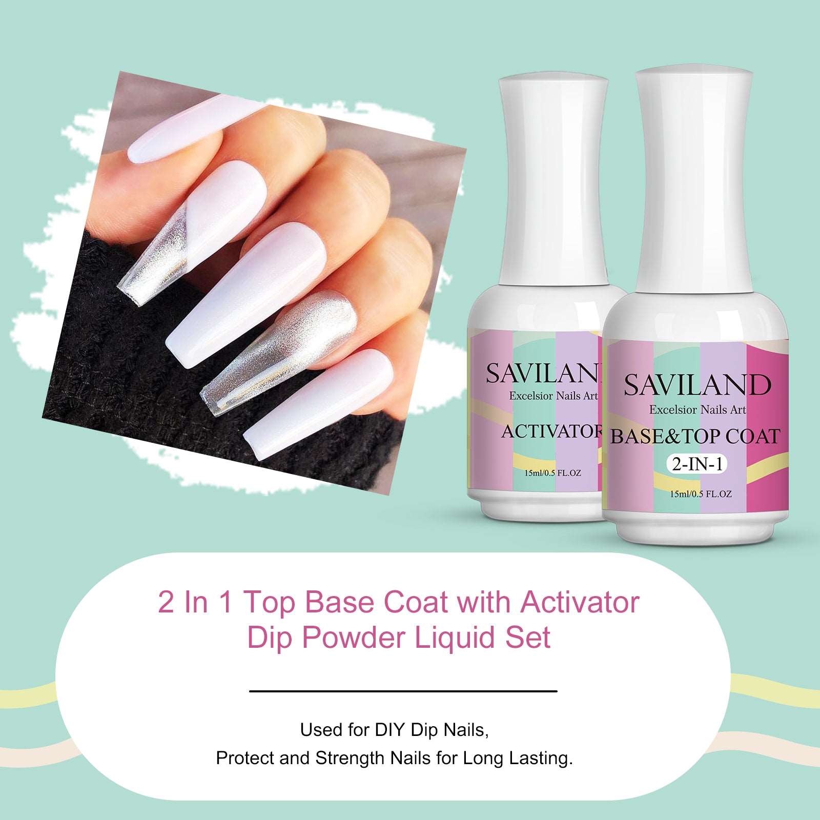 Saviland 2 PCS Dip Powder Recycling Tray System - Portable Nail Dip Powder  Container Manicure Kit with Scoops, Nail Art Dust Remover Brush, Nail File  & Wooden Stick for Professional Home DIY White