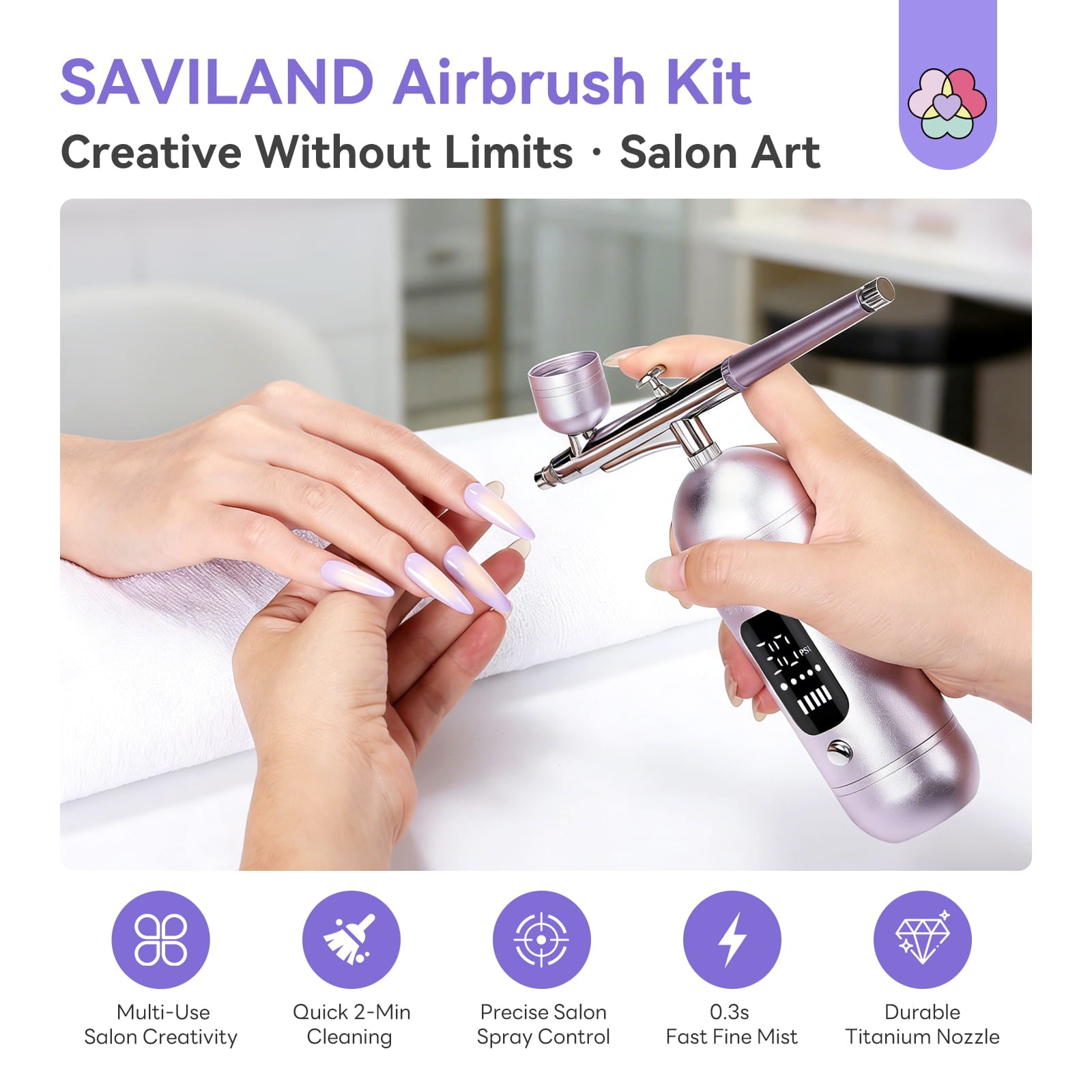 ネイルエアーブラシ Portable Airbrush Kit for Nails with Adjustable Air Pressure