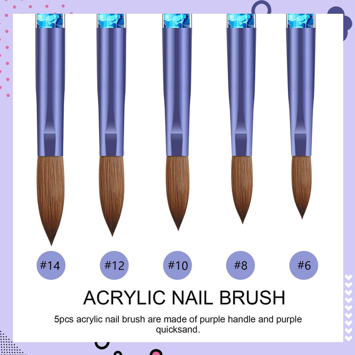 5pcs Acrylic Nail Brush Set Size 6/8/10/12/14