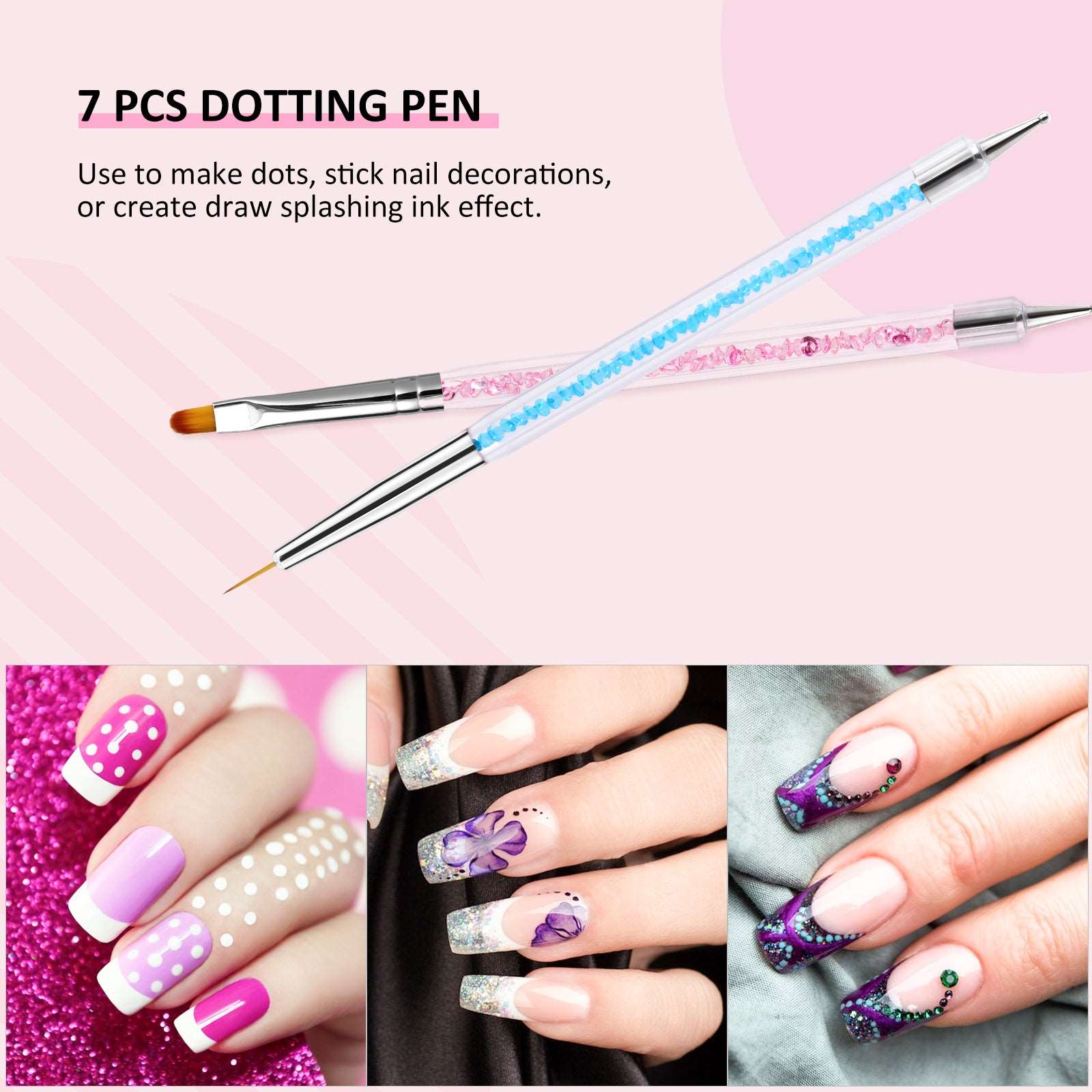 Dual-end Nail Art Carving Pen Silicone Head Wooden Handle Painting Brushes