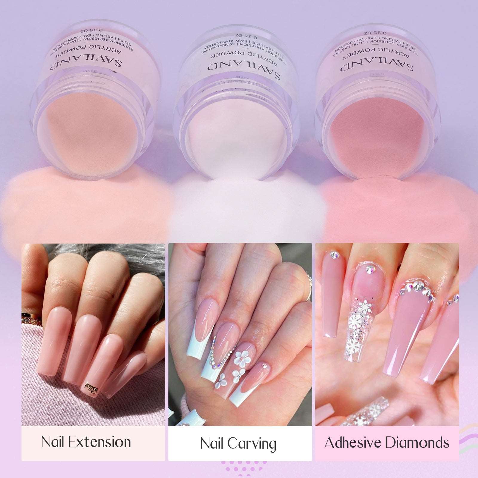  Saviland Acrylic Powder Set Grows in The Dark Acrylic Nail  Powder Set 10 Luminous Polymer Nails Powder for Natural Nails Carving  French Nail Extension, Fall, Halloween Nail Art, Gift for Women 