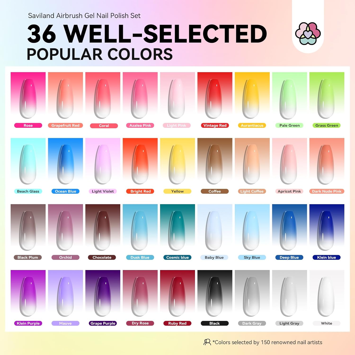 36 Colors Airbrush Gel Nail Polish - Saviland Official