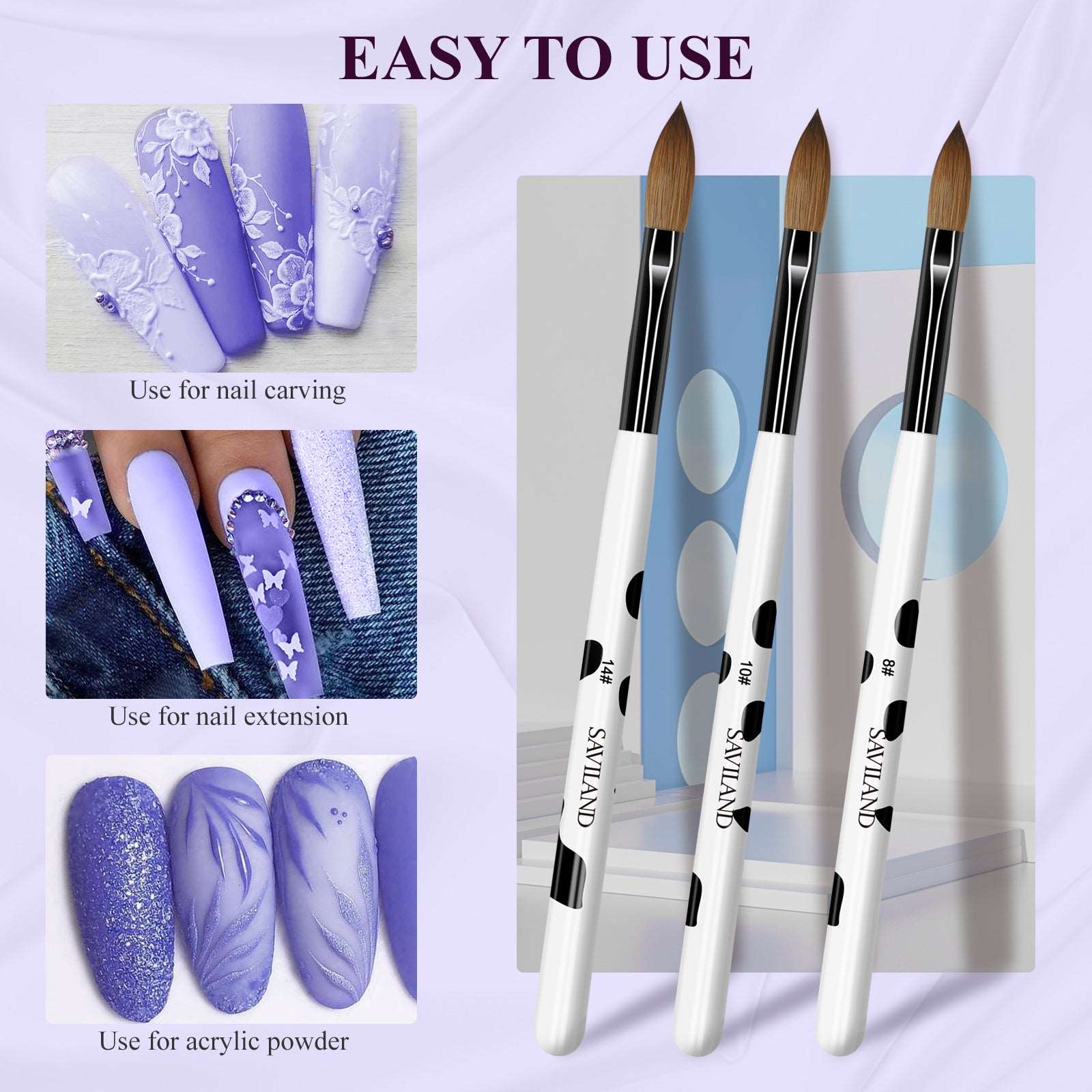 3PCS Acrylic Nail Art Brush Set Professional - Saviland