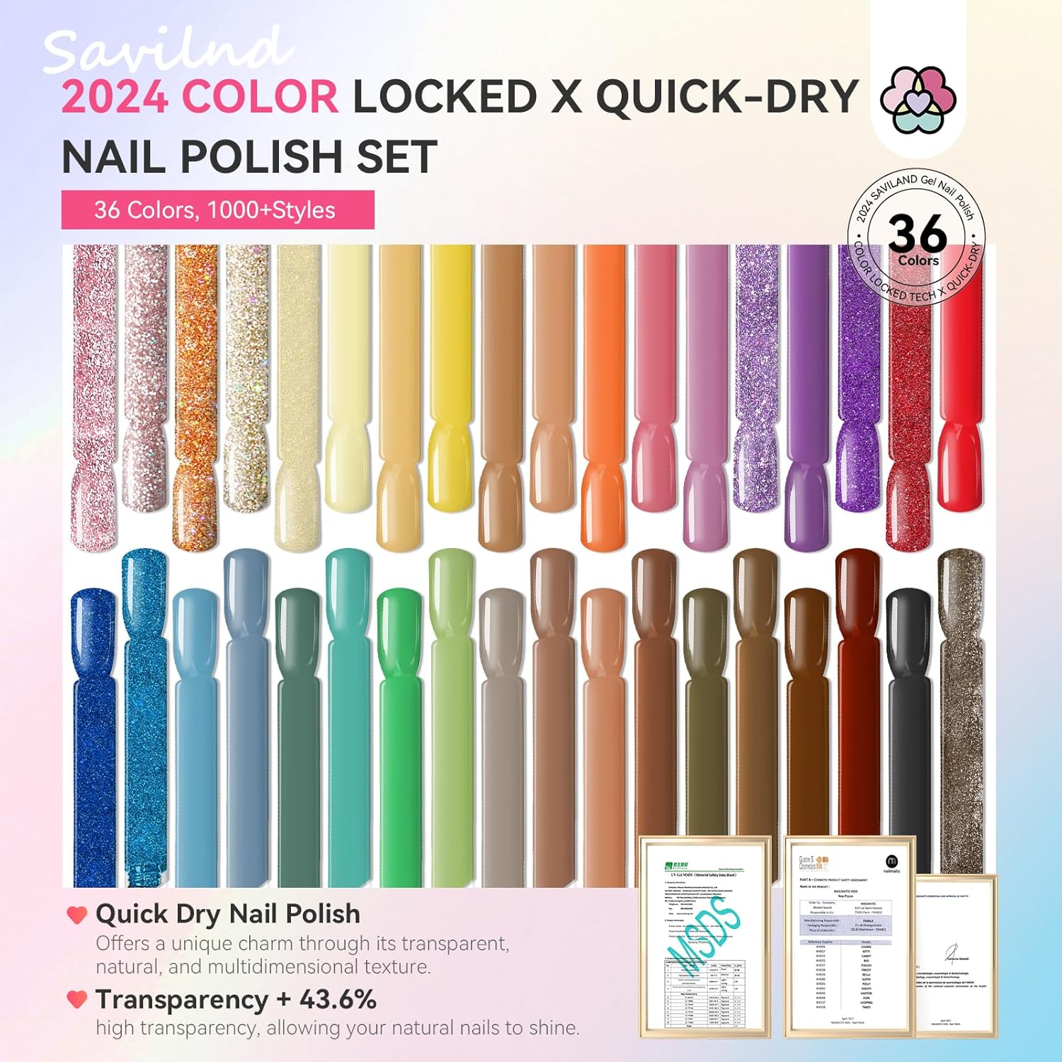 36 Colors Quick Dry Nail Polish Set - Saviland Official