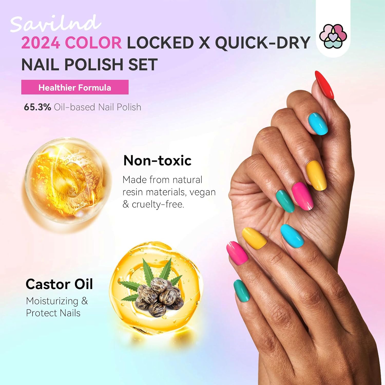 36 Colors Rainbow Nail Polish Glitter Set - Saviland Official