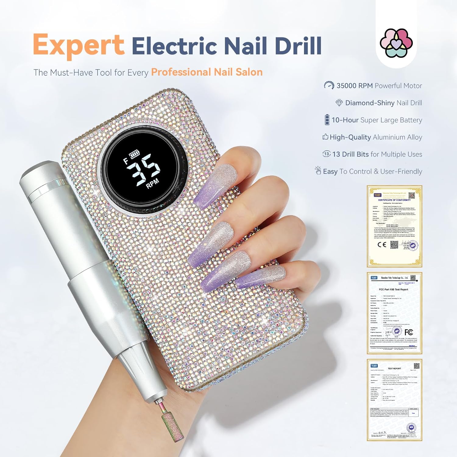 Professional Rhinestone Nail Drill 35000RPM - Saviland Official