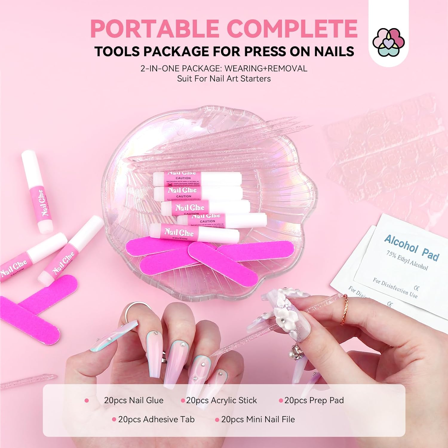 Huge Nail Tech Starter Kit Tips Press Ons Decals Tools Lot Sendida Kids Nail Art Kit, Water-Based Polish, Glitter  main image 2