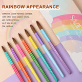 7PCS Rainbow Colorful Acrylic Nail Brush Set - Size 6/8/10/12/14/16/18