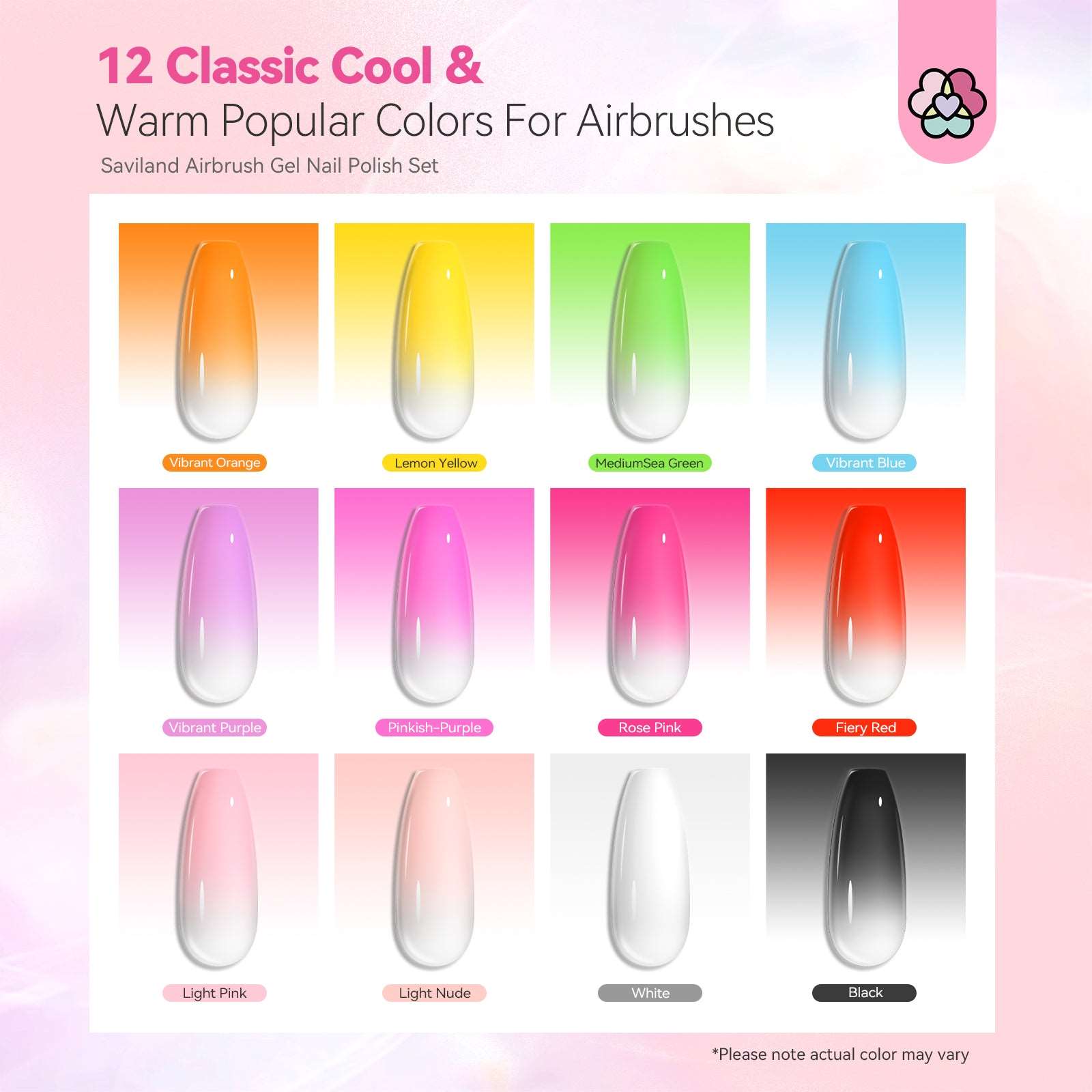 12 Vitality Colors Airbrush Gel Nail Polish Set