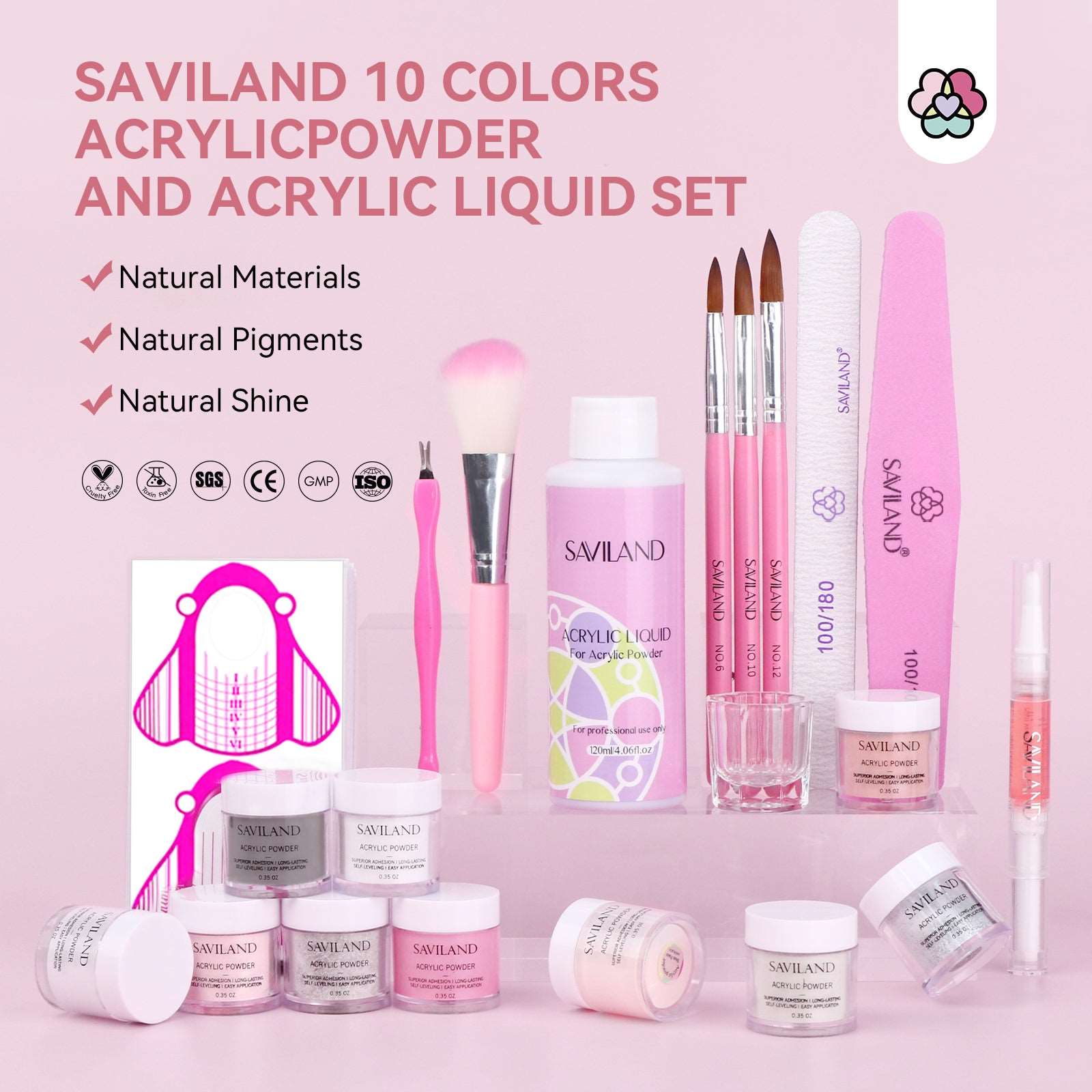Acrylic Nail Kit - 10 Colors Acrylic Powder and Liquid Set With Nail Tools Kit and Acrylic Nail Brushes