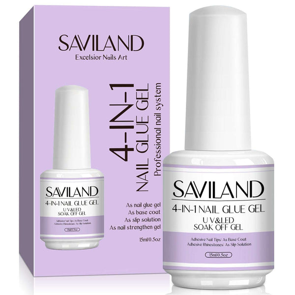 4-in-1 Nail Glue Gel for Press on Nails & Fake Nails, Base Strengthen Gel, Slip Solution