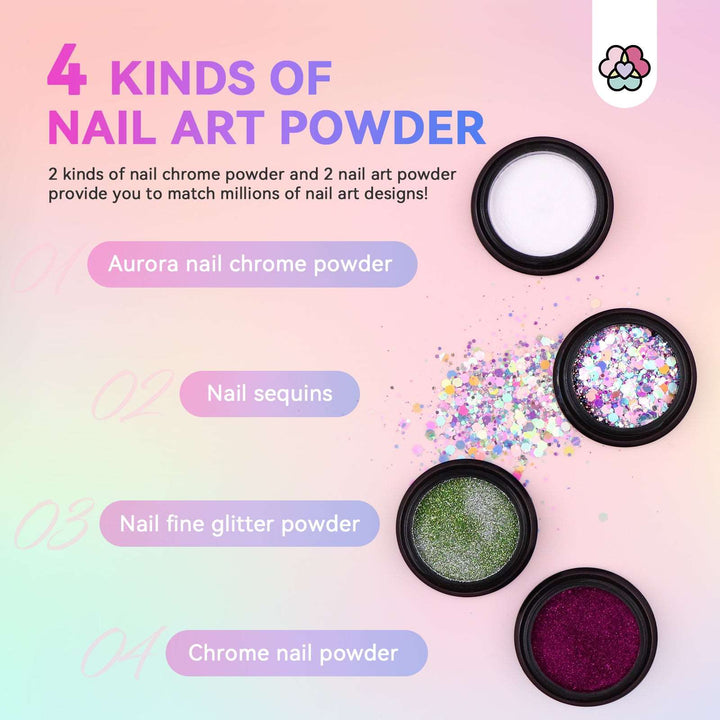 Chrome Nail Powder - 48 Colors Mirror Metallic Gold