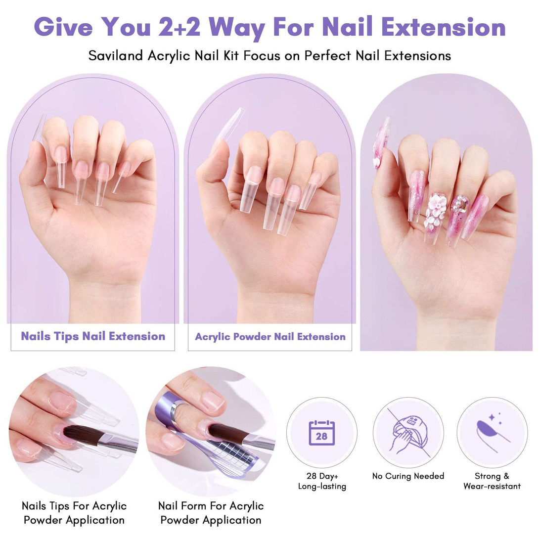 Acrylic Nail Kit for Acrylic Application - Clear/Pinks/White