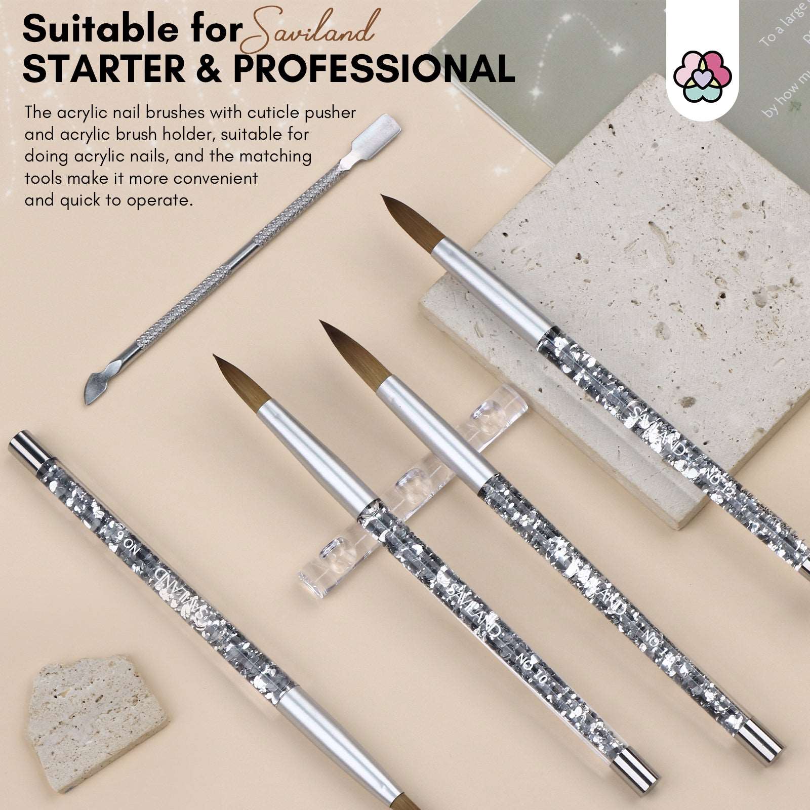 Kolinsky Acrylic Nail Brush Set - 4PCS Professional Acrylic Nail Brushes
