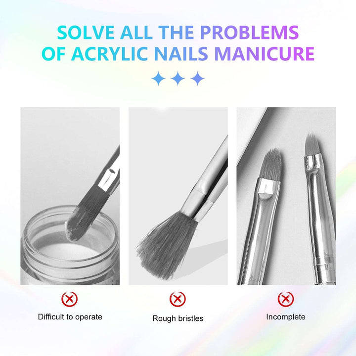 6Pcs Acrylic Nail Brush Set - Size 4/8/10/12/14/16