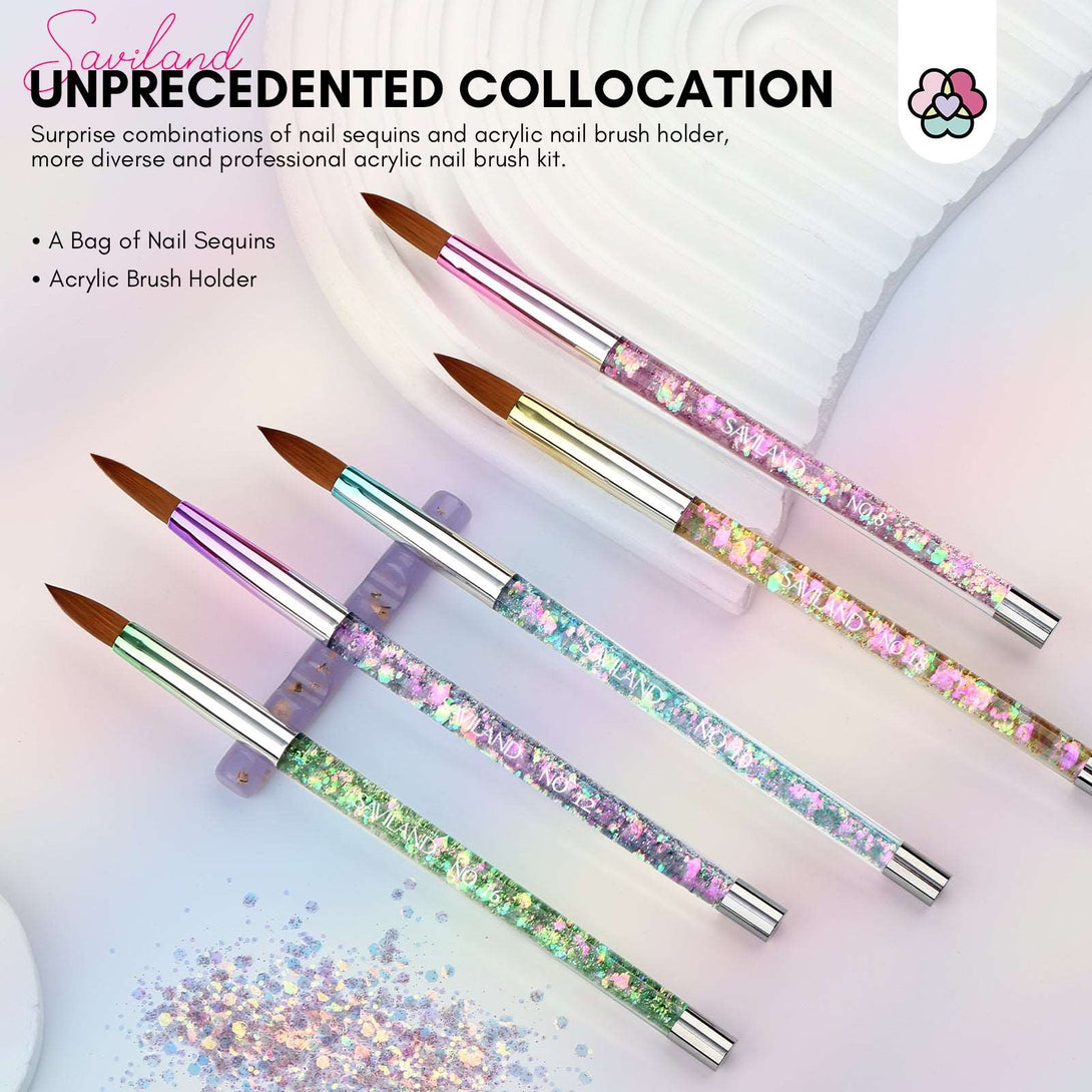 3pcs Acrylic Nail Brush Set, Size 8/10/14 Kolinsky Acrylic Nail Brushes