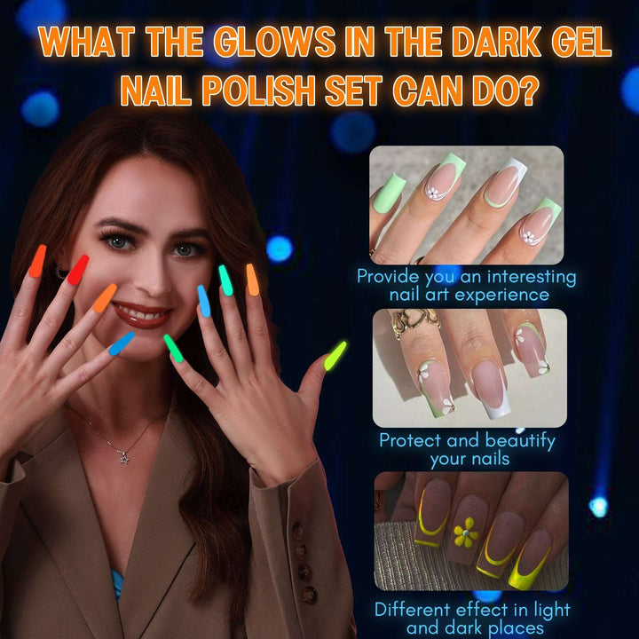 Glows in The Dark Gel Nail Polish Set - 24 Colors/7.5ml