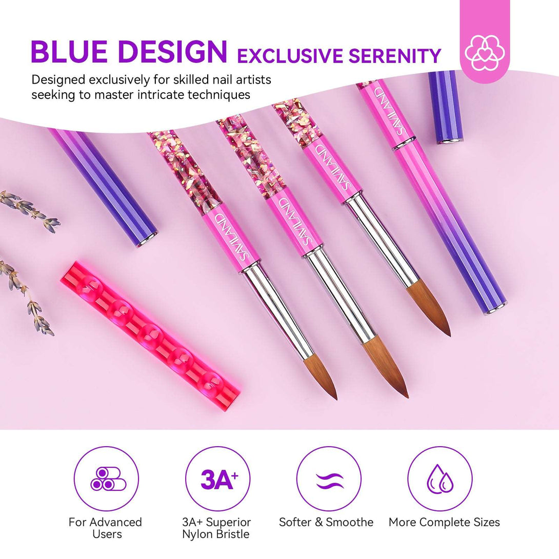 3PCS Acrylic Nail Brush Set - Size 8/10/14 Kolinsky Acrylic Nail Brushes