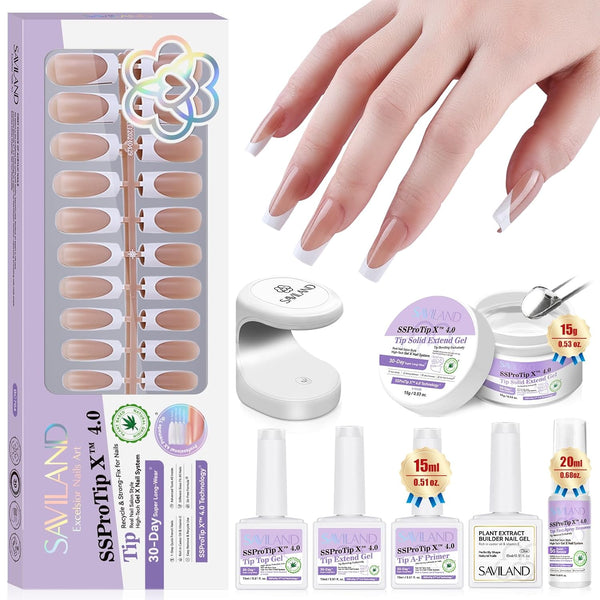 SSProTip X™ Long Square French Tip Press On Nails Kit