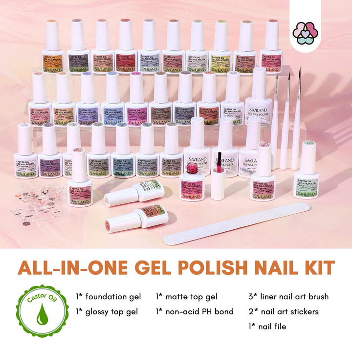 Jelly Gel Nail Polish Set, 30 Colors Translucent Nude Pink Transparent Nail Polish Set