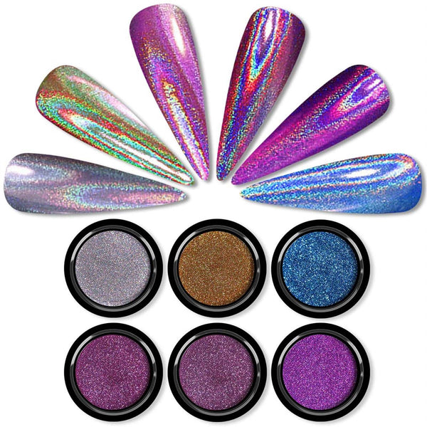 Holographic 6 Colors Chrome Nail Powder Set