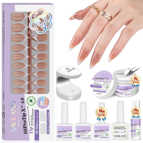 SSProTip X™ Medium Almond French Tip Press On Nails Kit