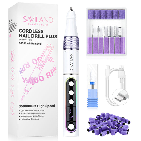 35000 RPM Cordless Nail Drill with LED Display – 10S Fast Removal Electric File Kit for Acrylic & Gel Nails
