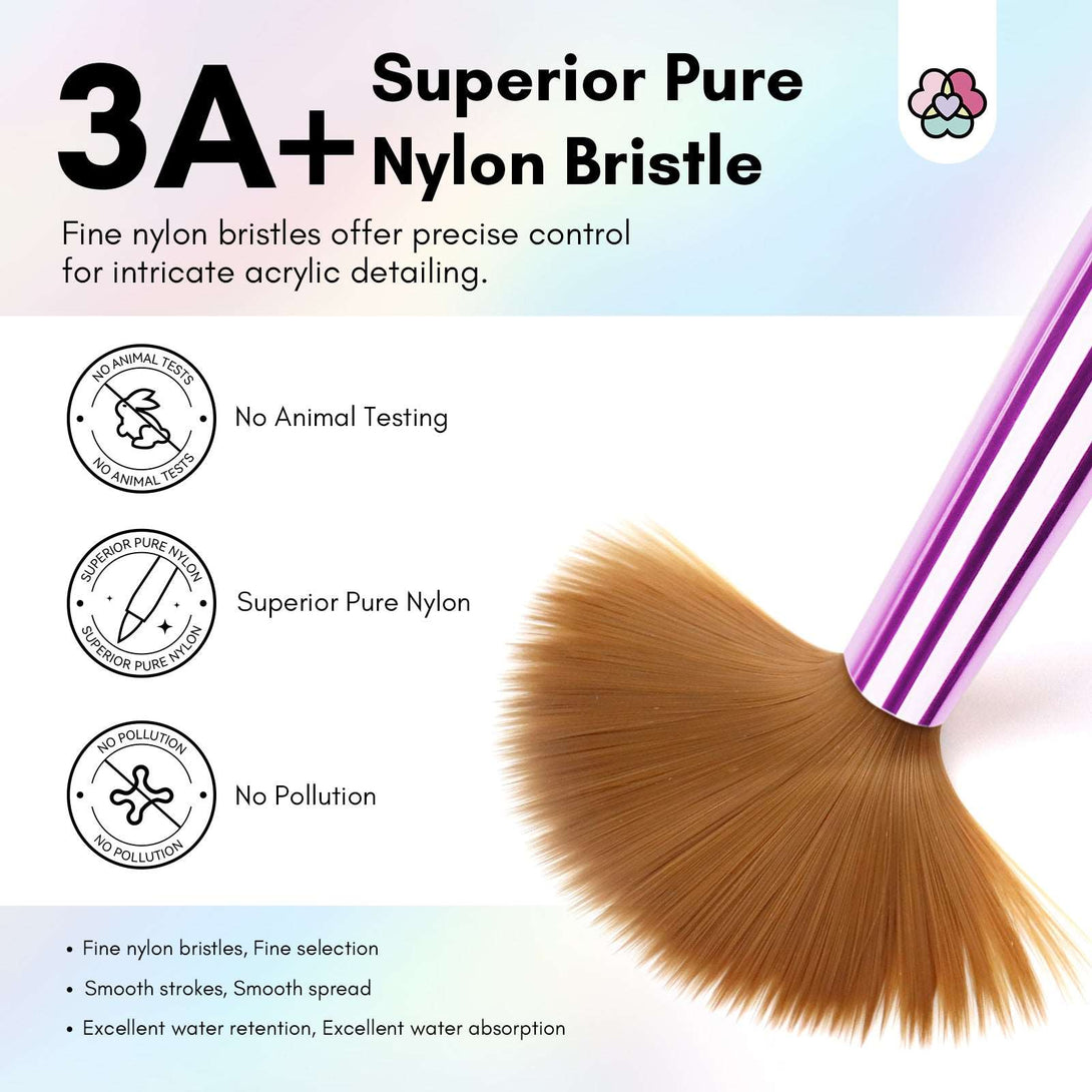 3pcs Acrylic Nail Brush Set, Size 8/10/14 Kolinsky Acrylic Nail Brushes