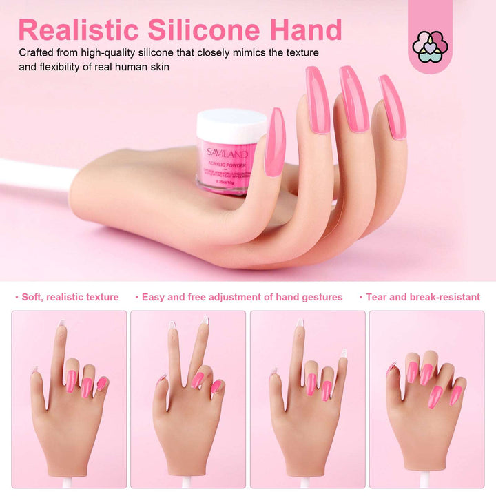 Practice Hand for Acrylic Nails With Flexible Finger Adjustment