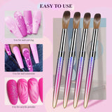 4pcs Acrylic Nail Brush Set Size 10/12/14/16