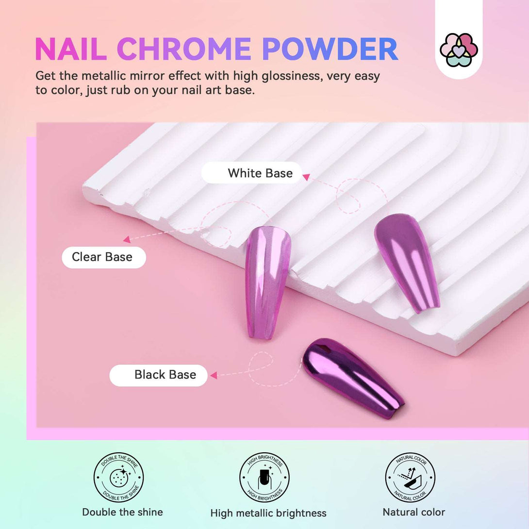 Chrome Nail Powder - 48 Colors Mirror Metallic Gold