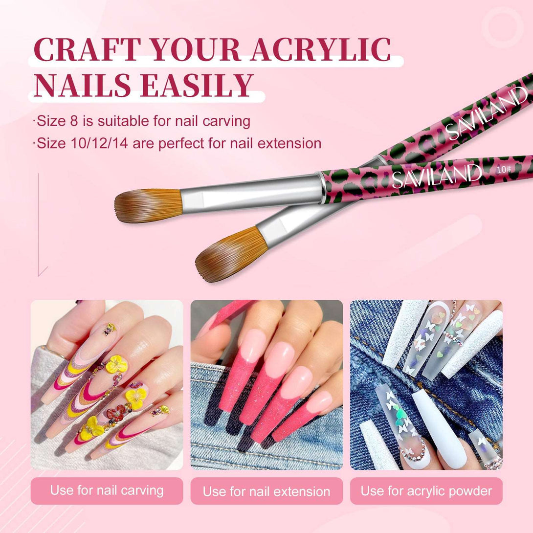 4PCS Acrylic Nail Brush Size 8/10/12/14