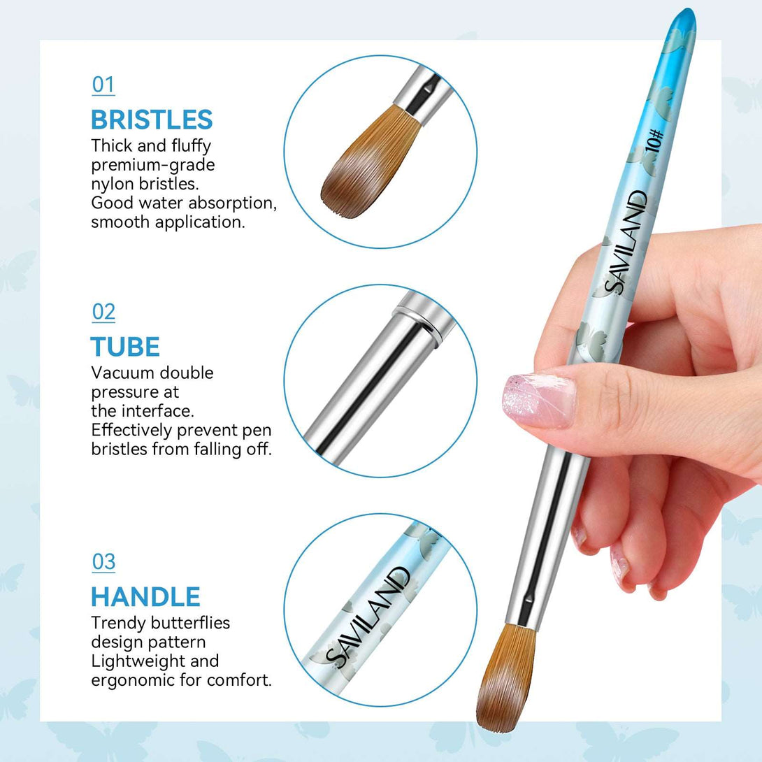 Acrylic Nail Brush Set - 5pcs Size 4/8/10/12/16