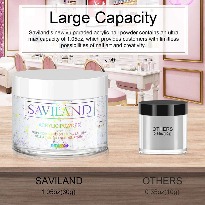 Saviland Black Acrylic Powder - 30g Professional Colored Acrylic