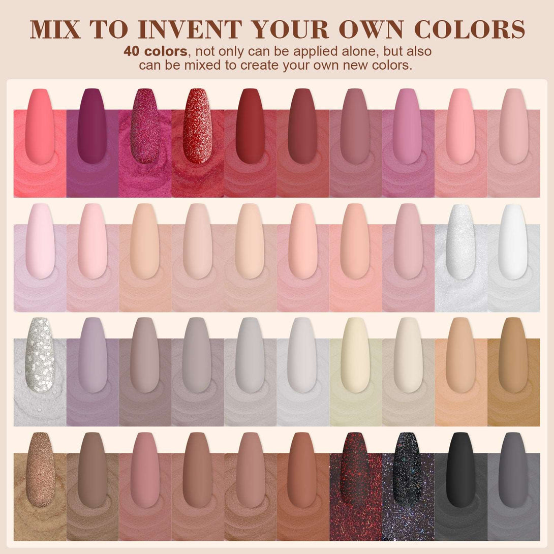 [US ONLY]49PCS Dip Nails Powder Starter Kit - 40 Colors