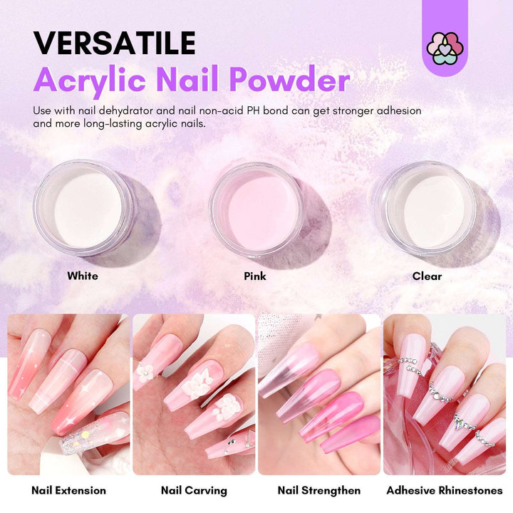 Acrylic Nail Kit with Drill - 3 Colors Acrylic Powder