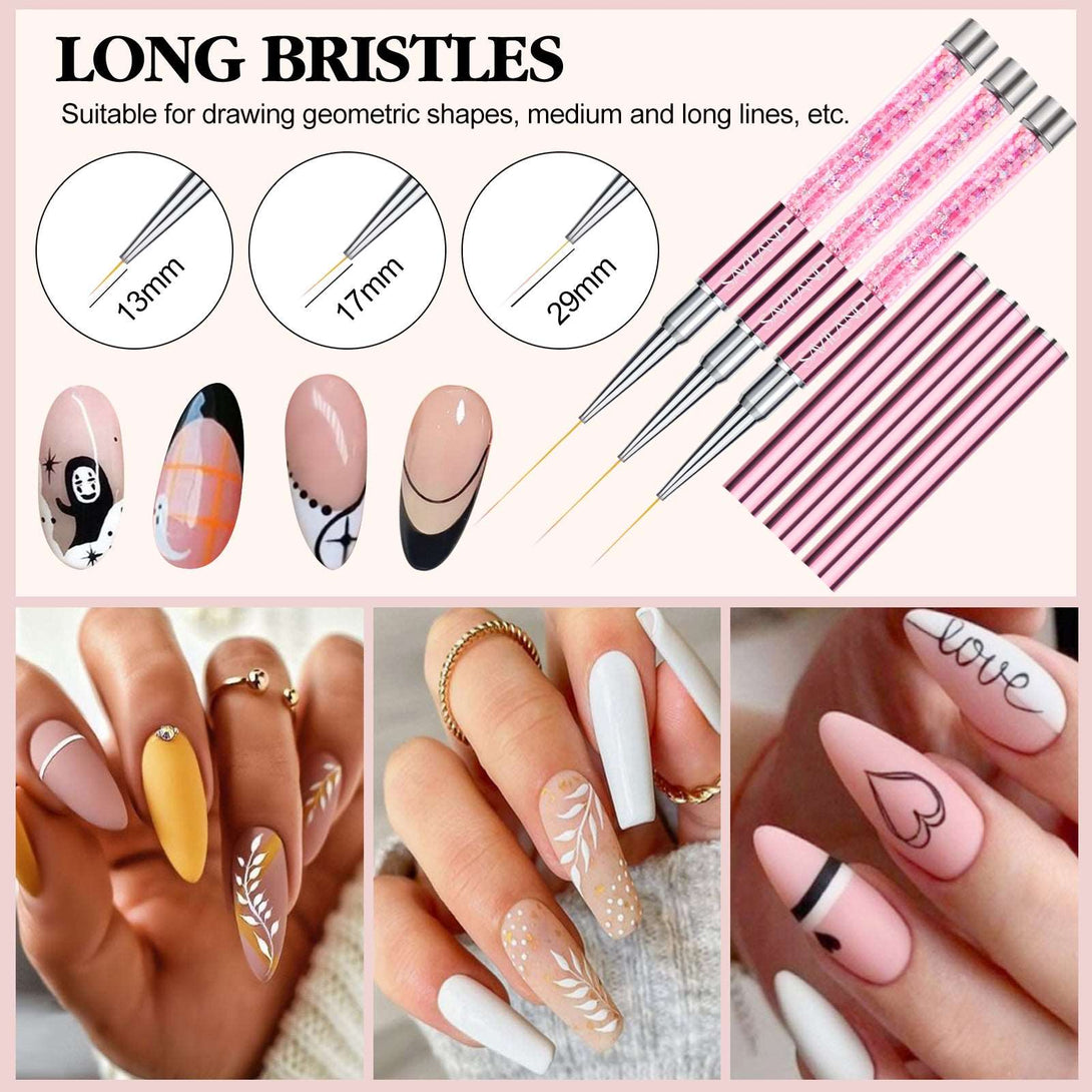 6PCS Rose Gold Art Nail Liner Brushes Set