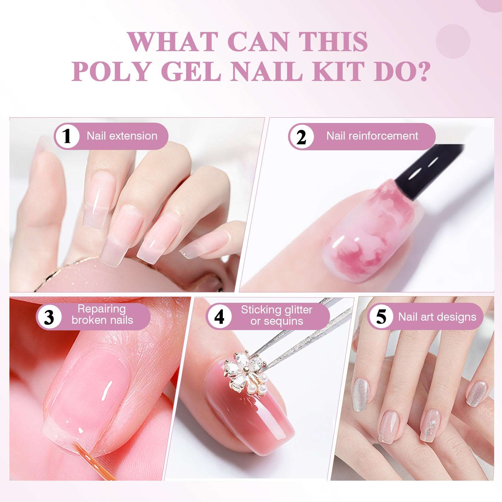 [US ONLY]8 Colors Poly Nail Extension Gel