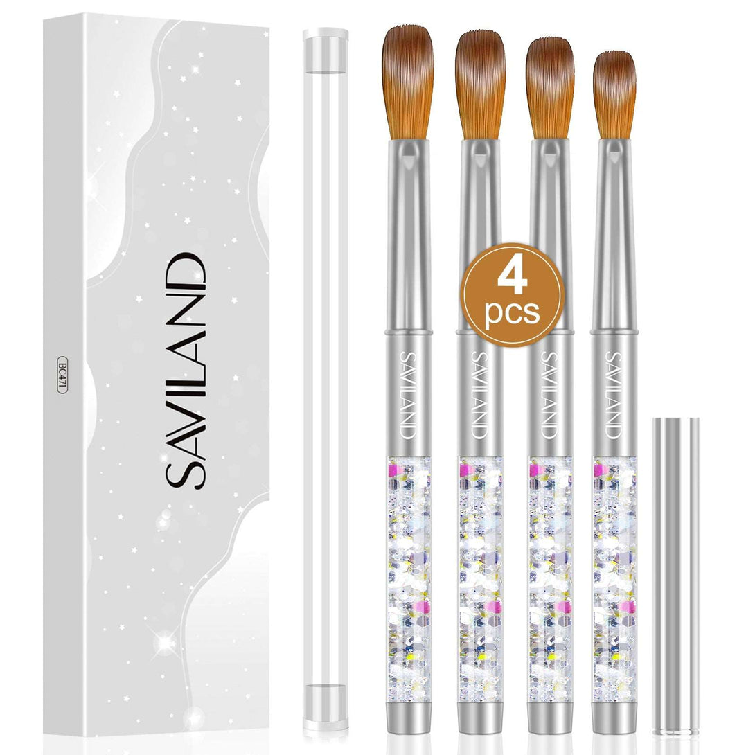 4PCS Acrylic Nail Brush Size 6/10/12/14 -Pink Leopard Print