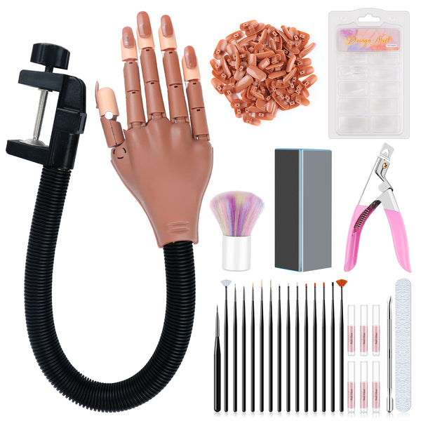 [US ONLY]Flexible Practice Hand for Acrylic Nails - Complete Nail Kit for Beginners