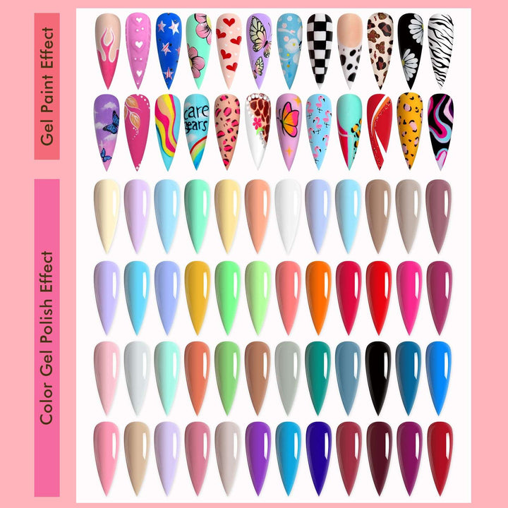48 Colors Gel Paint Nail Kit - Gel Nail Polish Kit with 15pcs Nail Brush