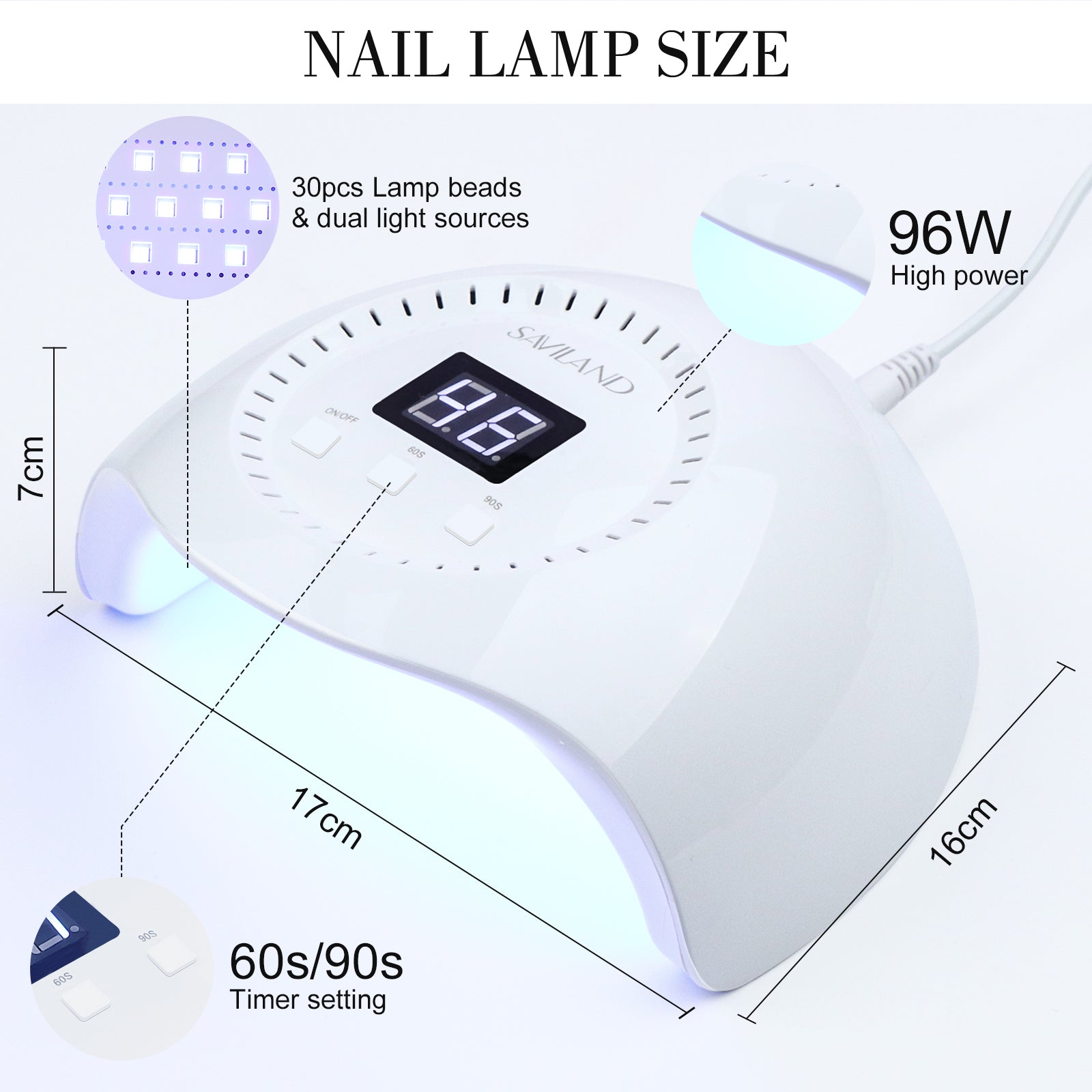 U V LED Nail Lamp – 96W U V Nail Dryer