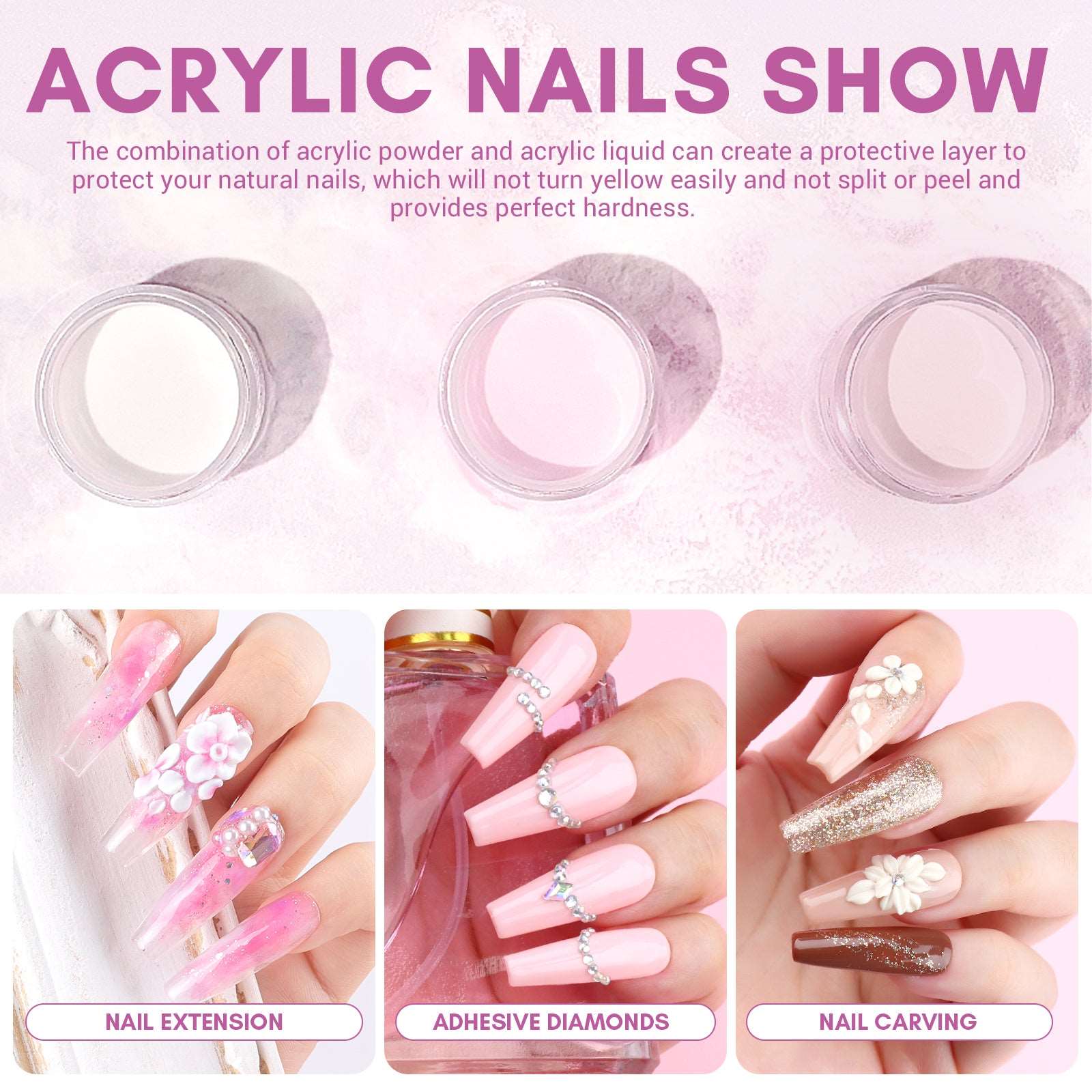 [US ONLY]3 Colors Acrylic Powder and Liquid Set